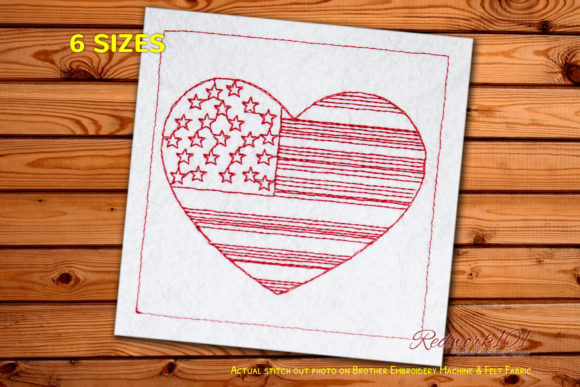 4th of July USA Flag in Heart Shape