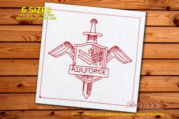 Air Force Military Insignia Redwork