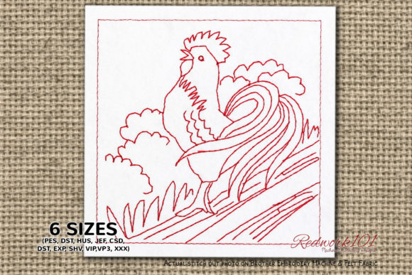 Chicken Crowing in the Morning Redwork