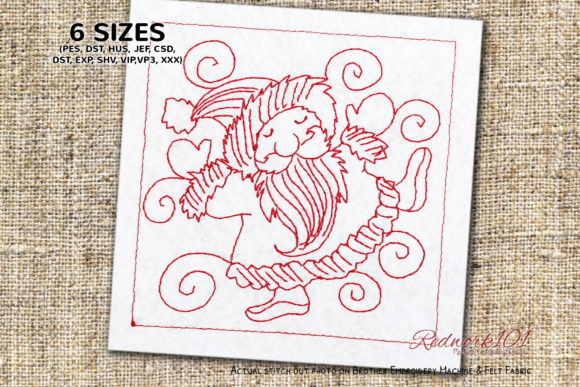 Happy Santa Claus Dancing Redwork