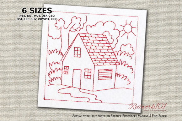 Home Surrounded by Nature Redwork