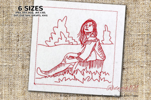 Model Woman Redwork