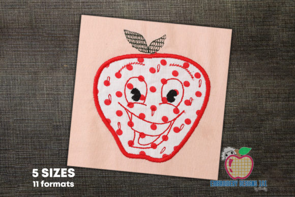 Red Smiling Strawberry Applique