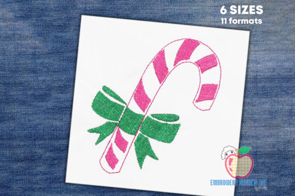 Sweet Candy Cane with Bow Quick Stitch