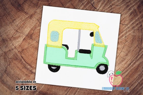The Auto Rickshaw for a Ride Applique